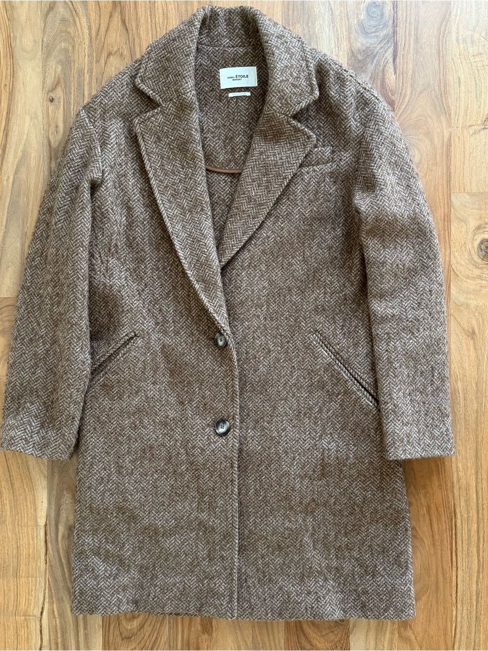 Isabel Marant Étoile Dante Brown Herringbone Wool Mohair Coat